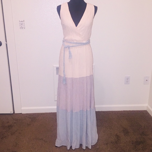 Flying Tomato Dresses & Skirts - Flying tomato pink purple and blue V-neck maxi dress